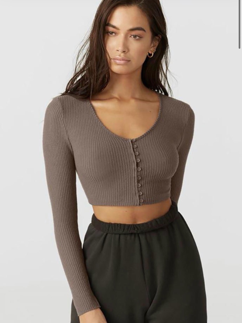 RARE JOAH BROWN - Fitted Button Down-Espresso Rib Sweater Knit